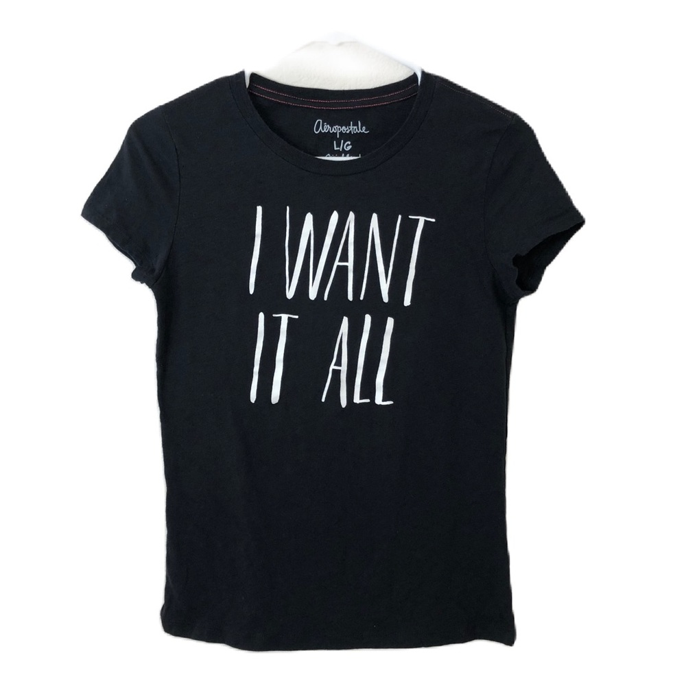 Aeropostale Black Short Sleeve White Graphic Tee Shirt Worn Once